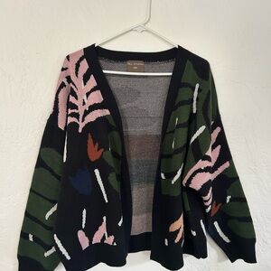 Stylish Black and Green Women's Cardigan